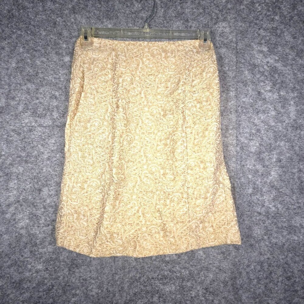 Ann Taylor NWT Gold Brocade A-Line Skirt size 0 Holiday, Evening out